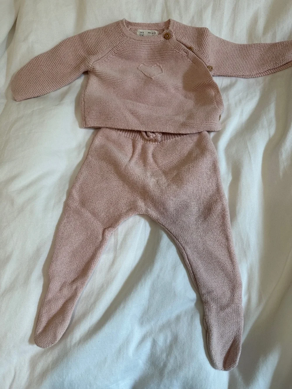 Zara Mini Pink Knit Sweater & Pants Set 1-3M / 62cm
